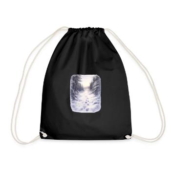Winter forest path in the magic of snow - Drawstring Bag - black - Front