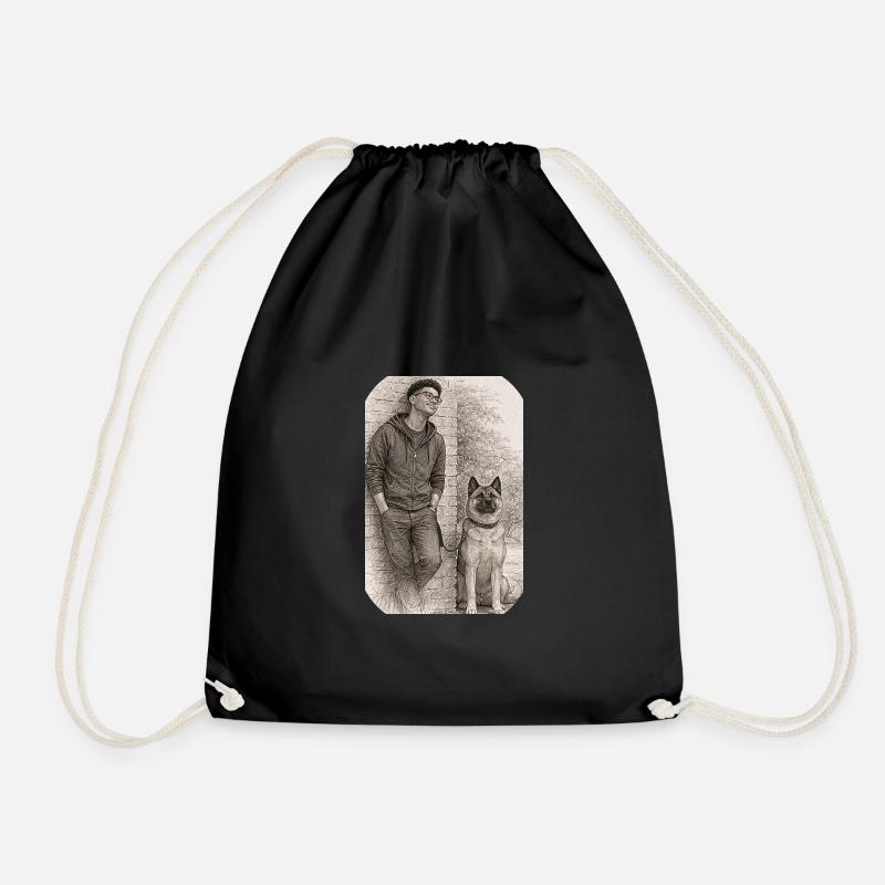 Matt & Holly - Drawstring Bag - black