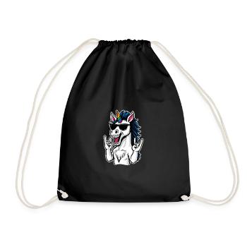 Rockendes Einhorn mit Sonnenbrille LGBT - Turnbeutel - Schwarz - Vorne