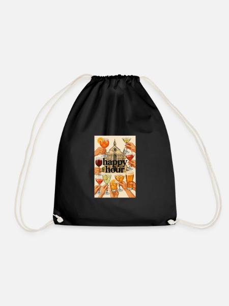 Happy_Hour_Collage - Drawstring Bag - black