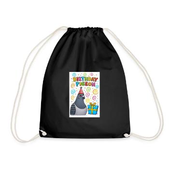 Birthday Dove with Gift - Drawstring Bag - black - Front