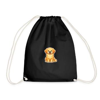 Golden Dog Family Retriever Dog Nature Love - Drawstring Bag - black - Front