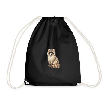 Raccoon in the dream forest - Drawstring Bag - black - Front
