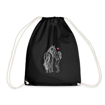Horse Girl Riding Pony Rider - Drawstring Bag - black - Front