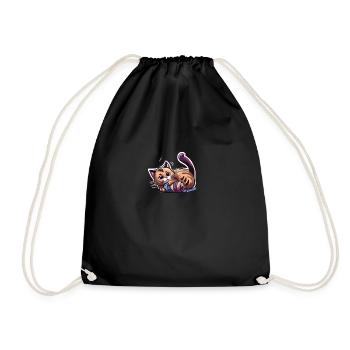 Cat playing with Yarn (Magical Animals Collection) - Drawstring Bag - black - Front