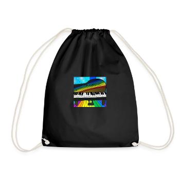 Piano on rainbow - Drawstring Bag - black - Front