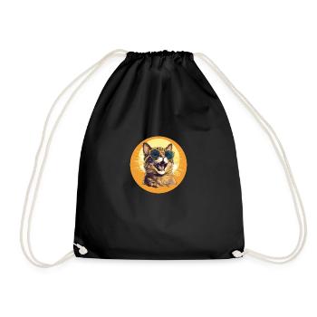 Coole und lachende Katze mit Sonnenbrille - Turnbeutel - Schwarz - Vorne