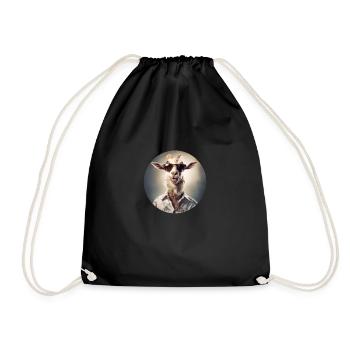 Cheerful hipster goat enjoys life - Drawstring Bag - black - Front
