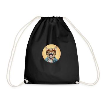 Witziges Katzendesign für alle Katzenfreunde - Turnbeutel - Schwarz - Vorne