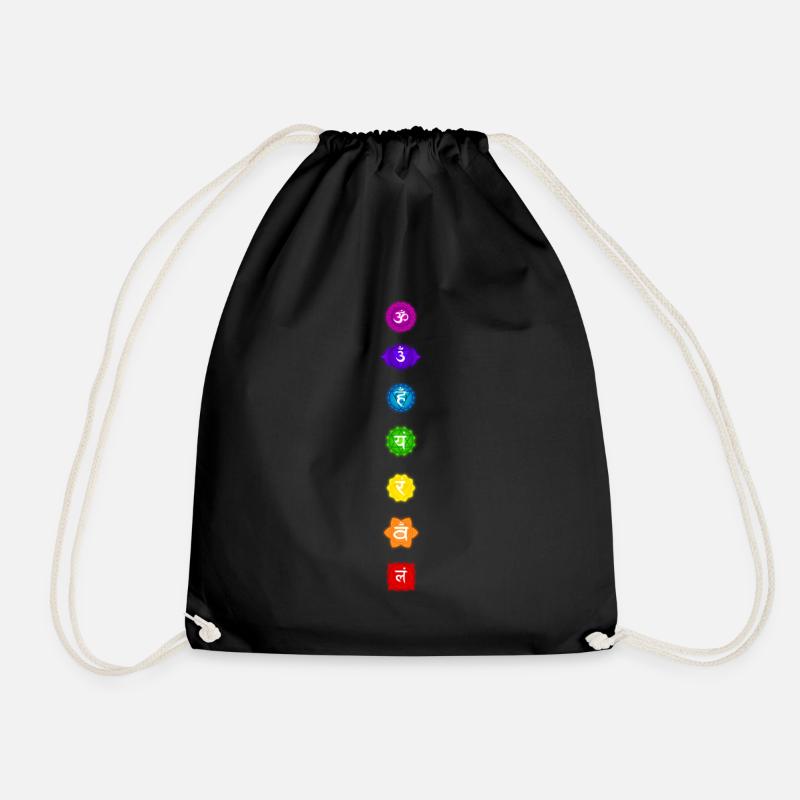 Chakras - glow - Drawstring Bag - black