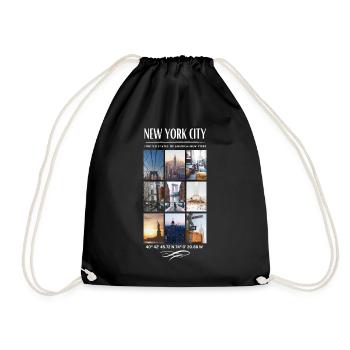 New York City Skyline NYC Manhattan - Drawstring Bag - black - Front