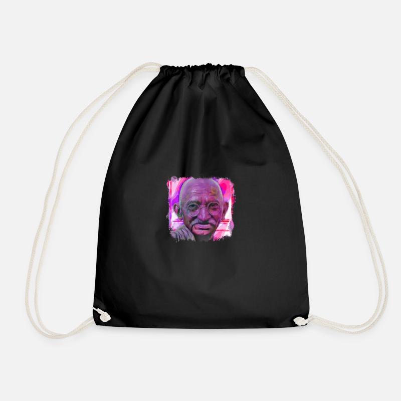 Mahatma Gandhi - Drawstring Bag - black