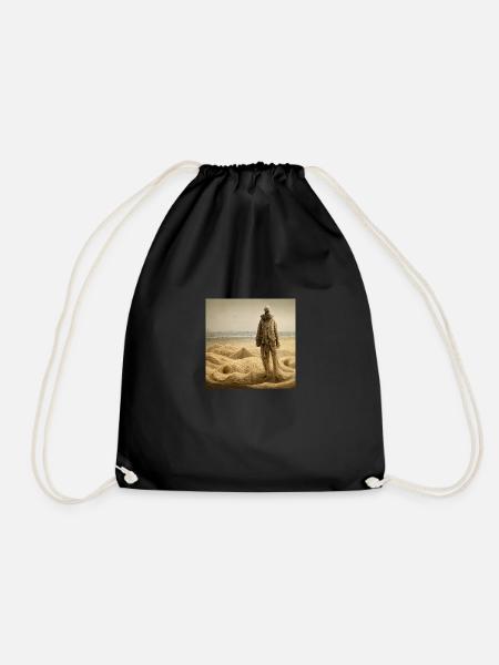 A man walks in the sand - Drawstring Bag - black