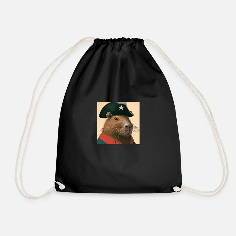 Revolutionary Capybara - Drawstring Bag - black
