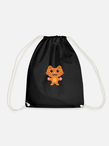 Pixel-Katze - Turnbeutel - Schwarz