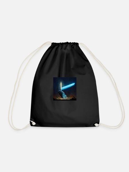 rocks in sword - Drawstring Bag - black