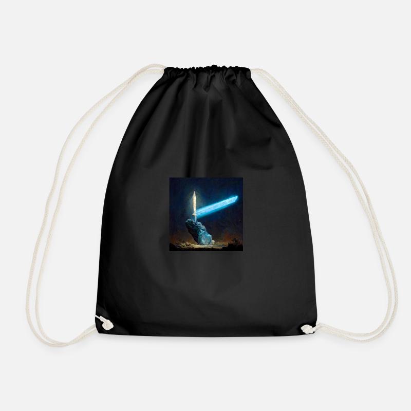 rocks in sword - Drawstring Bag - black