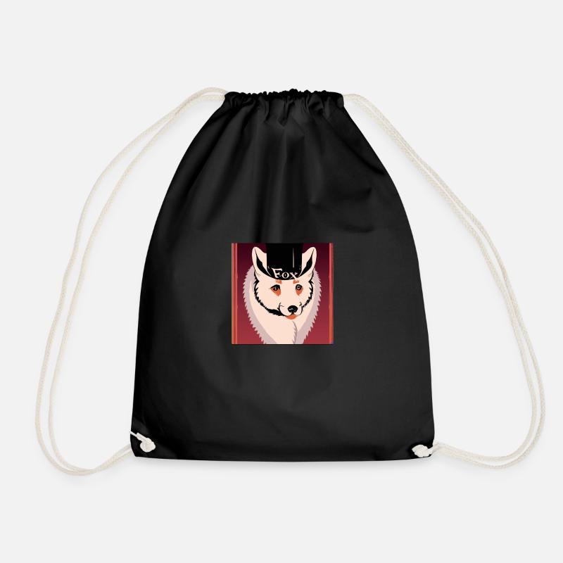 Arctic fox with bowler - Drawstring Bag - black