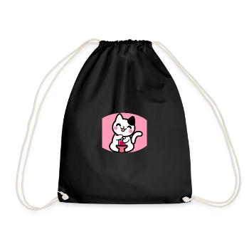 Cute cat - Drawstring Bag - black - Front