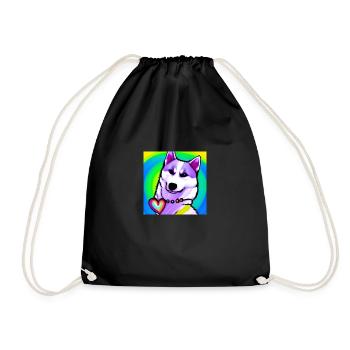 Cute Husky Rainbow Comic Design - Drawstring Bag - black - Front
