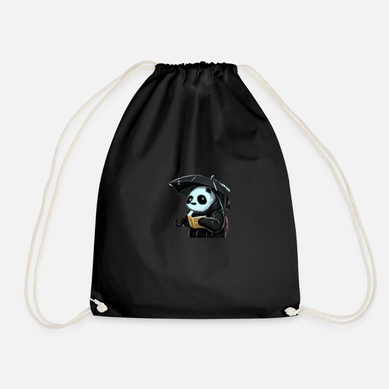 A Reading panda - Turnbeutel - Schwarz
