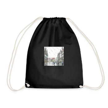 Rain at Münster's Prinzipalmarkt - Drawstring Bag - black - Front