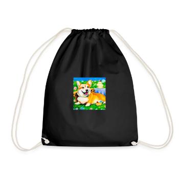 Corgi Tea Party - Drawstring Bag - black - Front