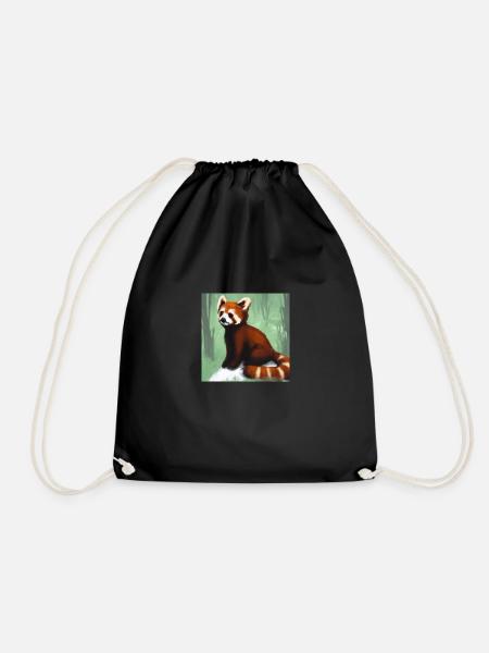 Red Panda - Drawstring Bag - black