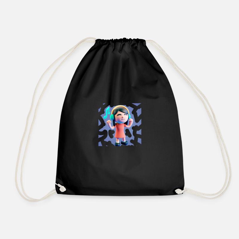 FUNNY MUSIC ILLUSTRATION 7 - Drawstring Bag - black
