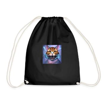 funny cats kitty with teeth - Drawstring Bag - black - Front