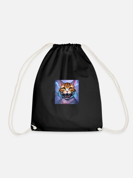 funny cats kitty with teeth - Turnbeutel - Schwarz