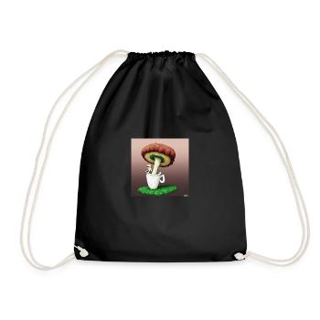 Mushroom sipping Coffee - Drawstring Bag - black - Front