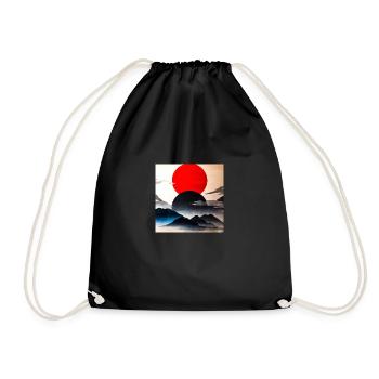 Japan Style Sonne Mond - Turnbeutel - Schwarz - Vorne