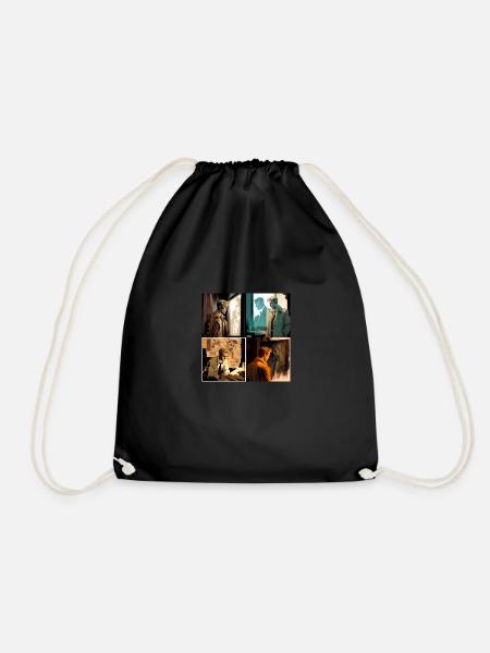 Person spying on target person - Drawstring Bag - black