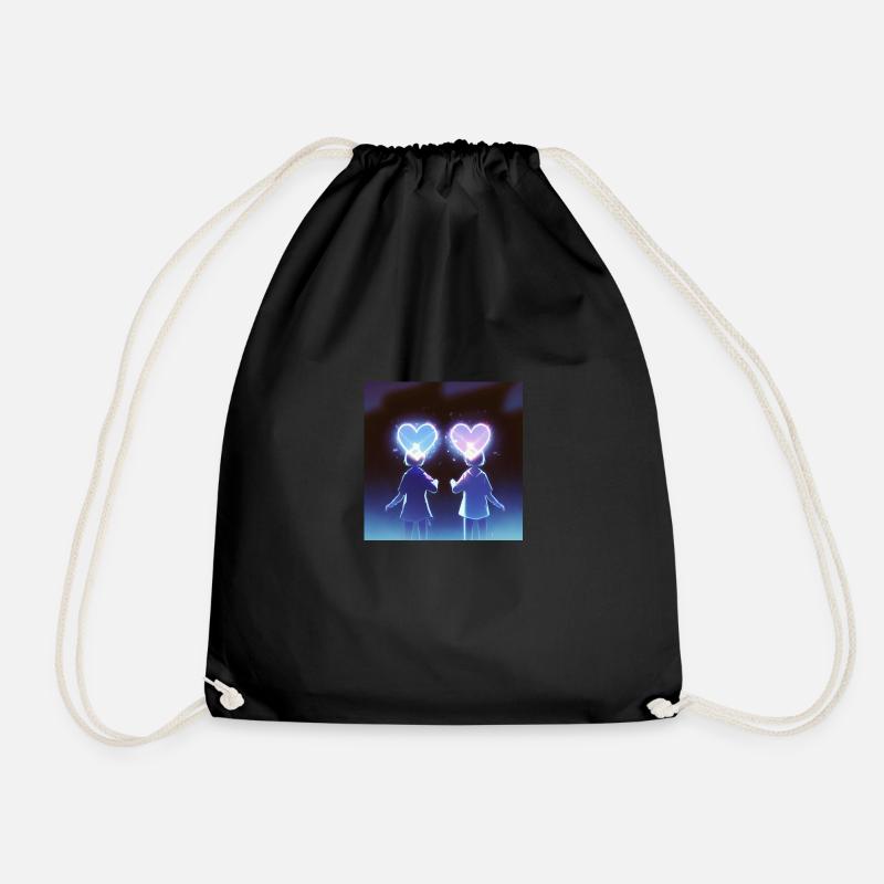My Valentine III - Two Hearts - Drawstring Bag - black