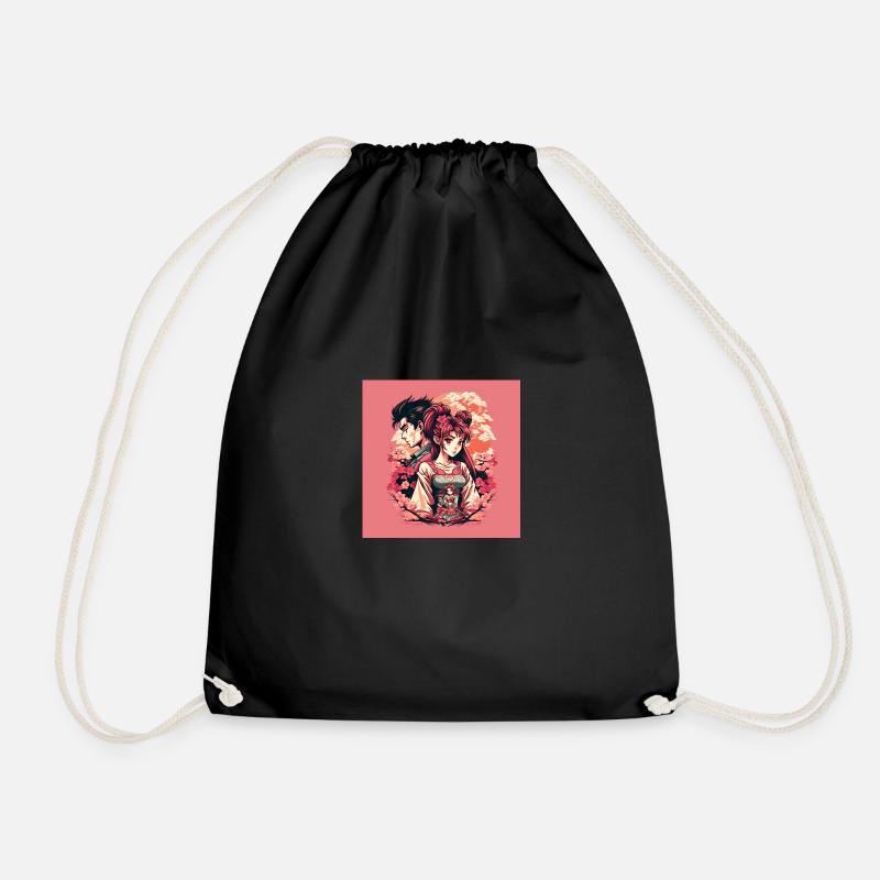Liebe Retro Japan - Turnbeutel - Schwarz
