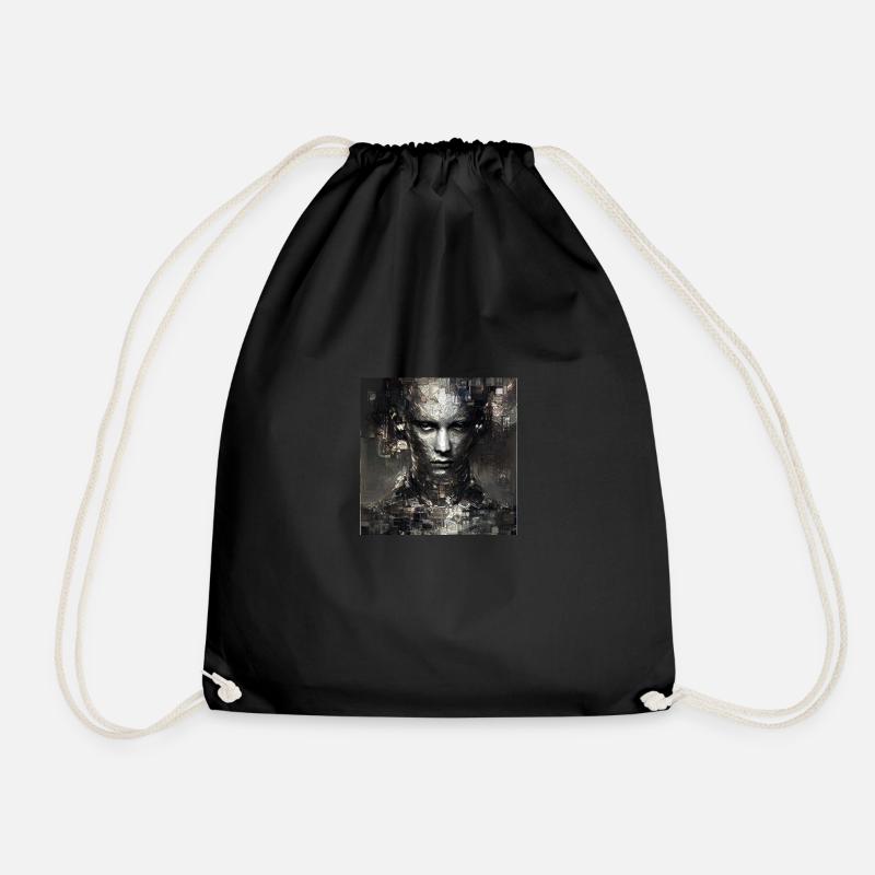 Overlooking - Drawstring Bag - black