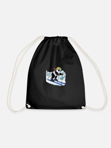Panda Ski Painting - Turnbeutel - Schwarz