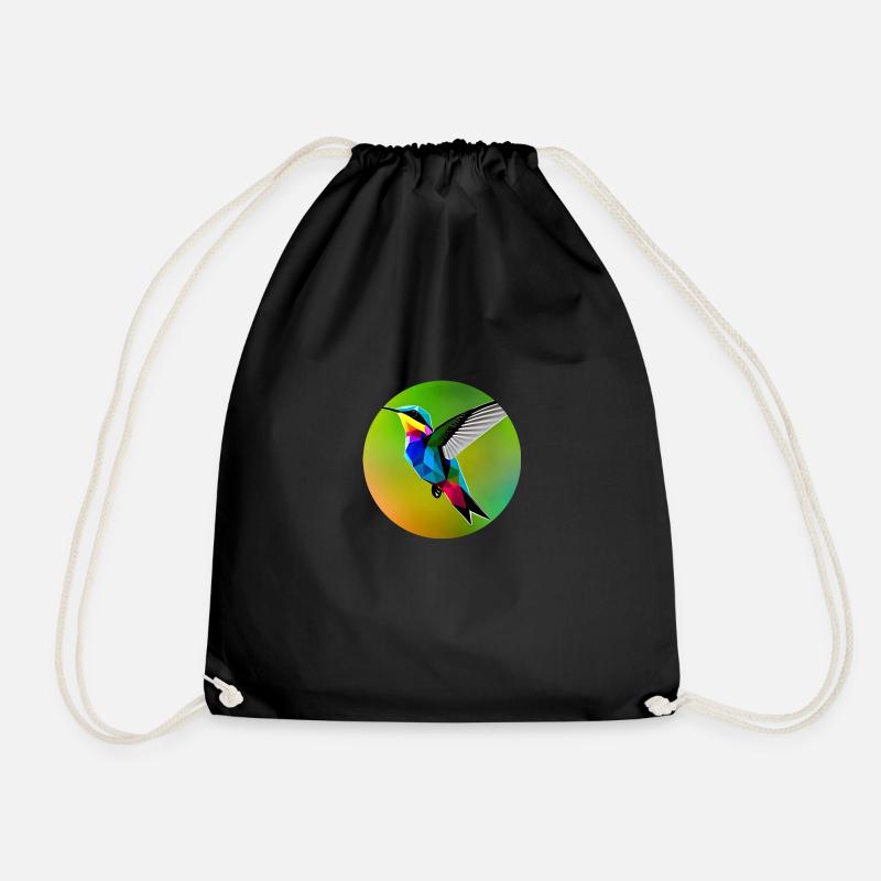 Hummingbird - Polygon - Drawstring Bag - black