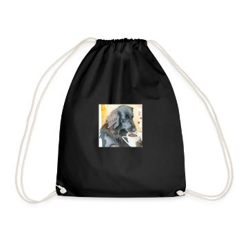 Flat coated retriever drinking coffee - Turnbeutel - Schwarz - Vorne