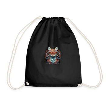 Foxmandala Süßer Fuchs Mandala Stil - Turnbeutel - Schwarz - Vorne