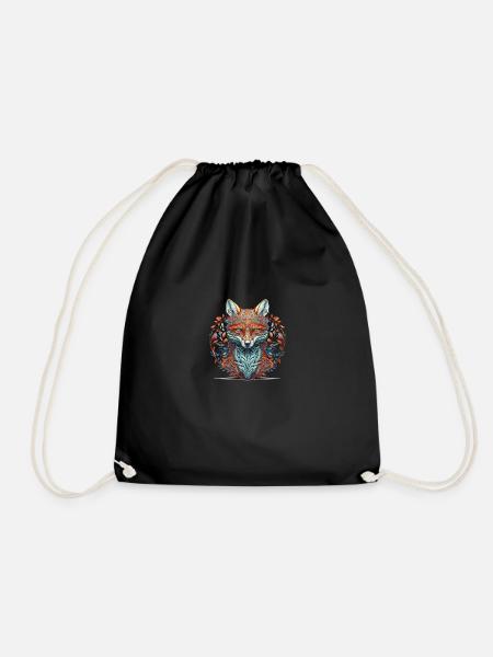 Foxmandala Süßer Fuchs Mandala Stil - Turnbeutel - Schwarz