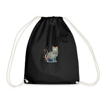 Mandala Cat Katze im Mandala Stil - Turnbeutel - Schwarz - Vorne