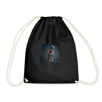 Windhund, Design 1 - Turnbeutel - Schwarz - Vorne