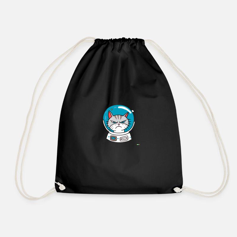 Angry astronaut cat - Drawstring Bag - black