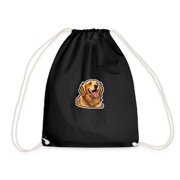 Golden Retriever Dog - Drawstring Bag - black - Front