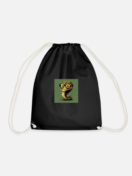 The retro spectacle snake - Drawstring Bag - black
