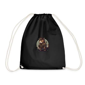 Steampunk Katze - Turnbeutel - Schwarz - Vorne