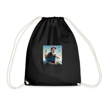 bg caricatura de hombre en un barco - Sac de sport léger - noir - Devant