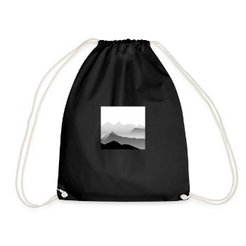 Outline mountain panorama: mountain range black and white - Drawstring Bag - black - Front